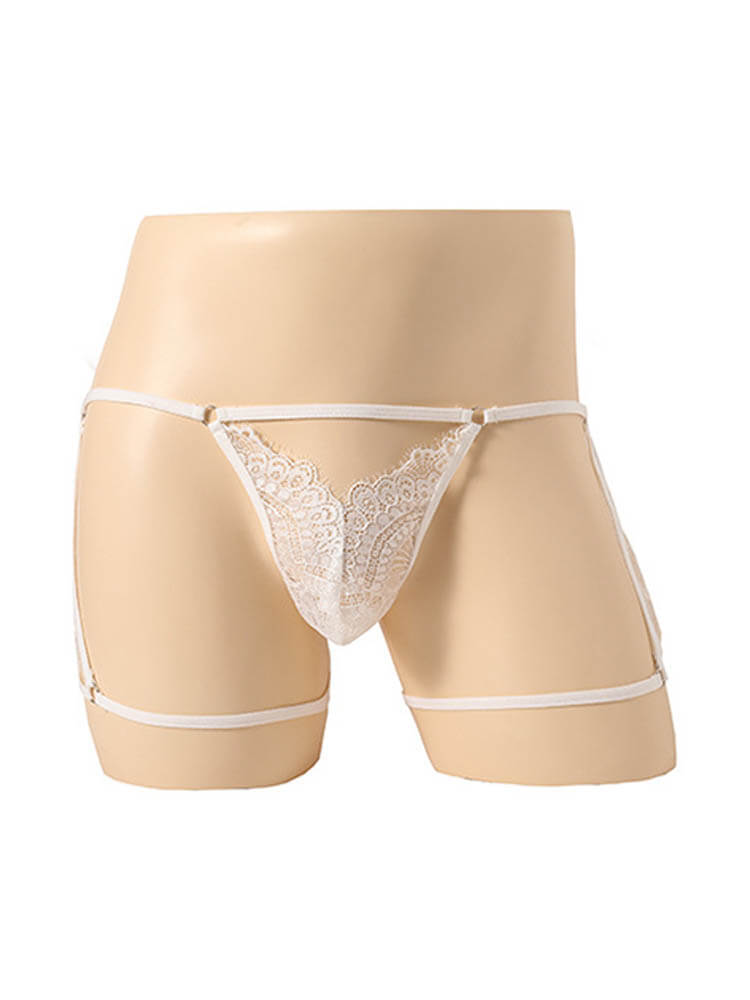 Men's Sexy Hollowed-Out Lace Leg Ring Thong