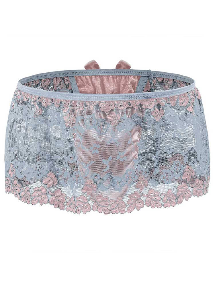 Men's High-Waisted Lace Semi-Transparent Trunks
