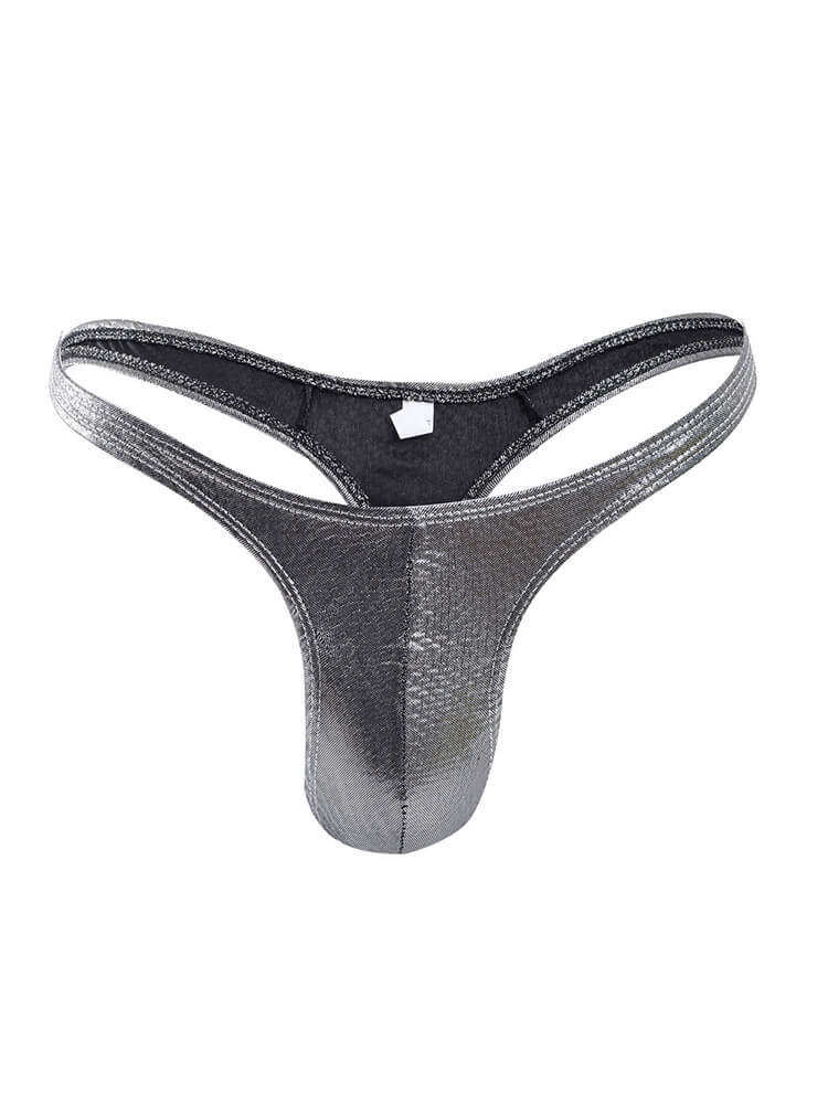 Men's Patent Leather Sexy Seamless Thong