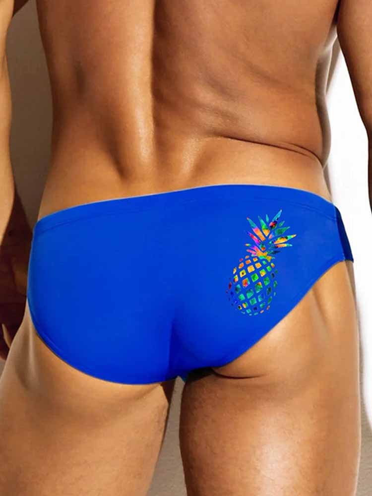 Men's Rainbow Pineapple Print Low Rise Briefs