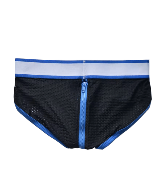 Dog & Master Mesh Mesh Zipper Bum Briefs Blue
