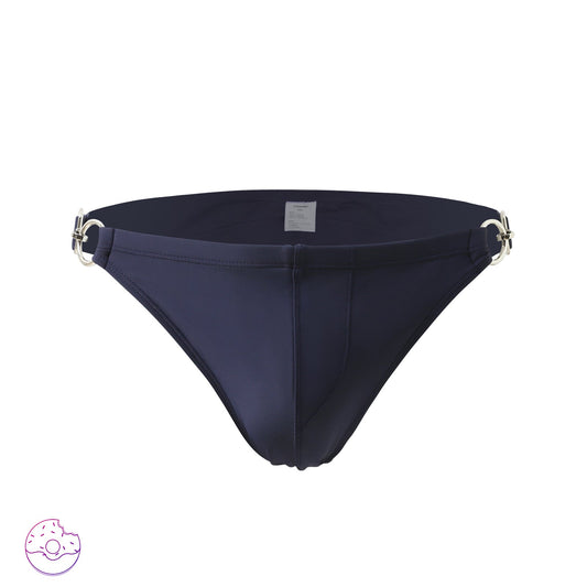 Men's Solid Color Metal Double Buckle Swim Bikini
