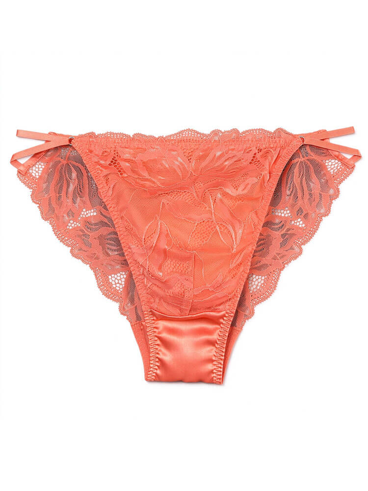 Men's Sexy Solid Lace-Up Mulberry Silk Briefs