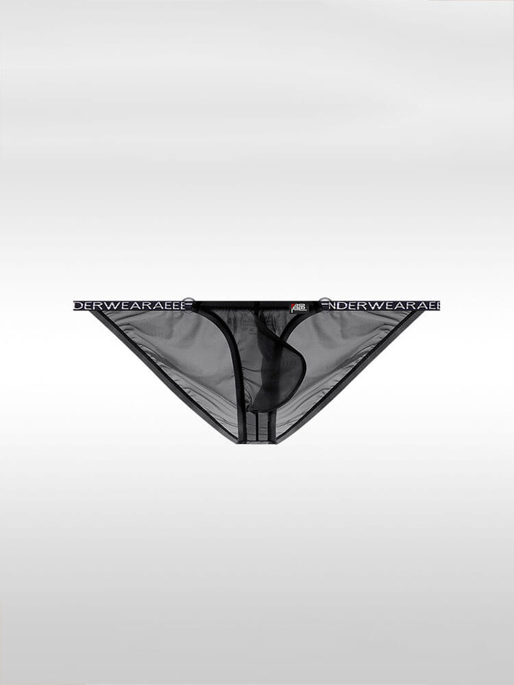Men's Sexy Ultra-Thin Sheer Ice Silk Letter Belt Thong