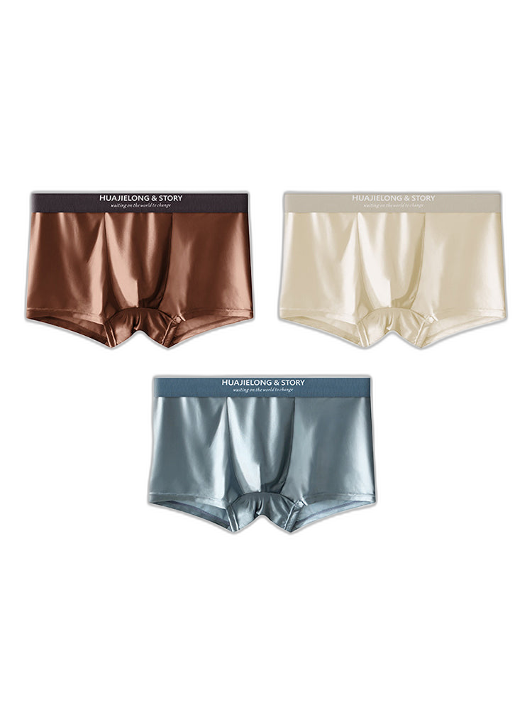 3 Pack Men's Solid-Color Breathable Trunks