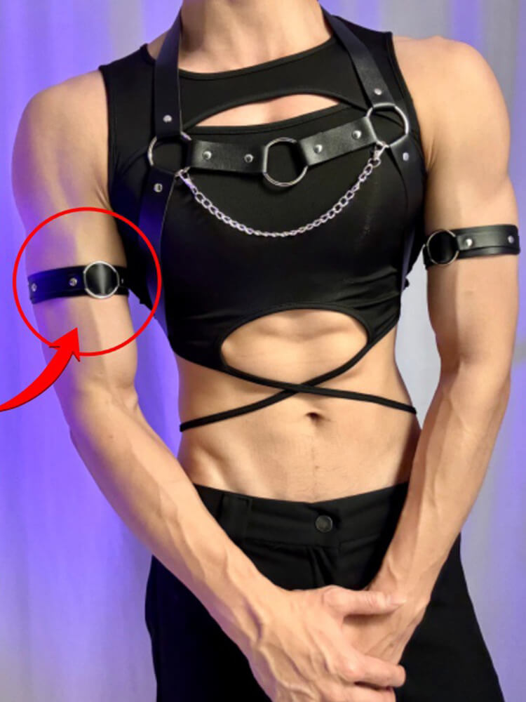 Men's Restraint Vest Straps And Armbands Set