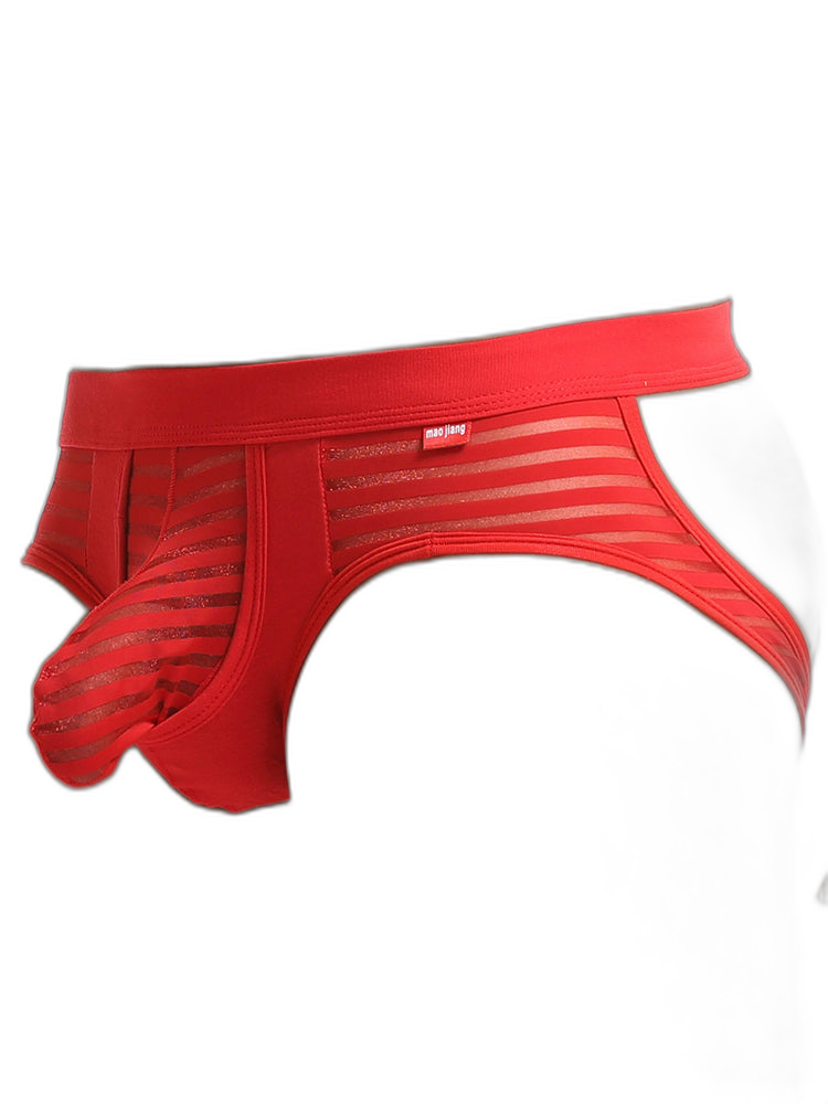 Men’s Sexy Striped Hollow Jockstrap With Separate Pouch