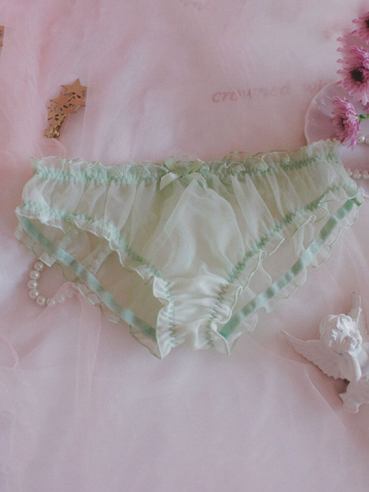 Men's Chiffon Bowknot See-Through Briefs