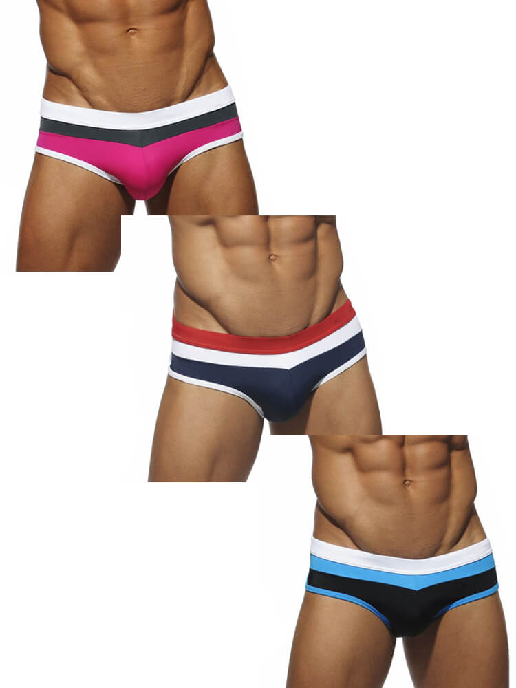 Men's Color Block Pouch Swim Briefs