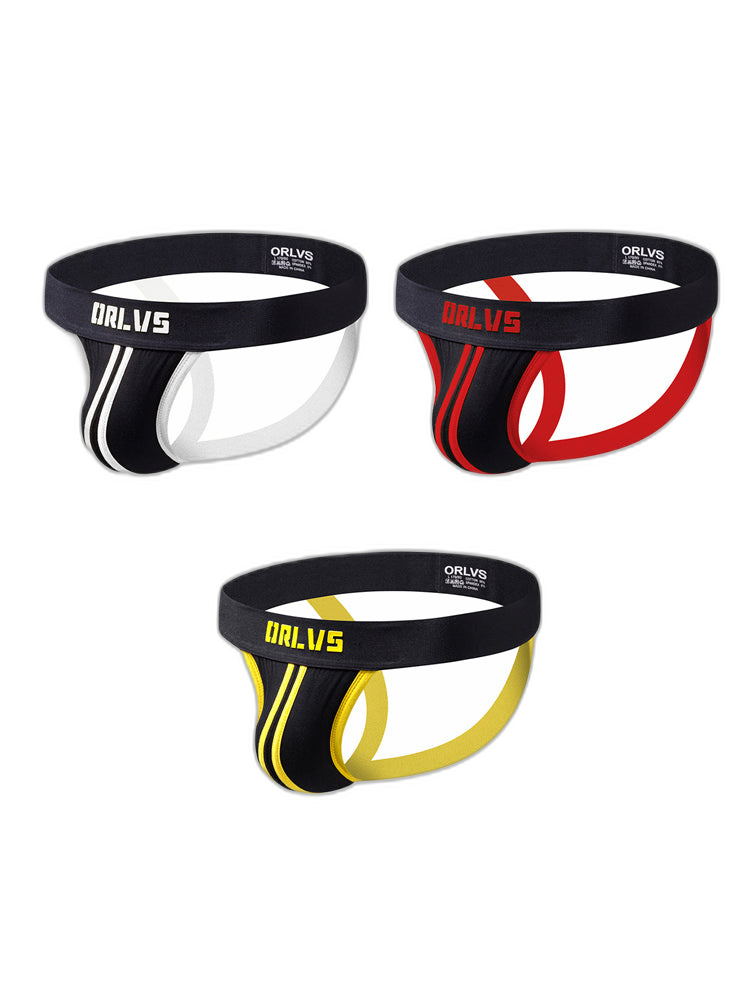 3 Pack Men's U-Pouch Striped Sexy Jockstraps