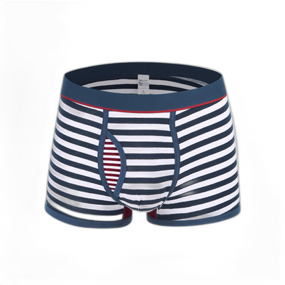 Men's Striped Cotton Sports Boxer Briefs