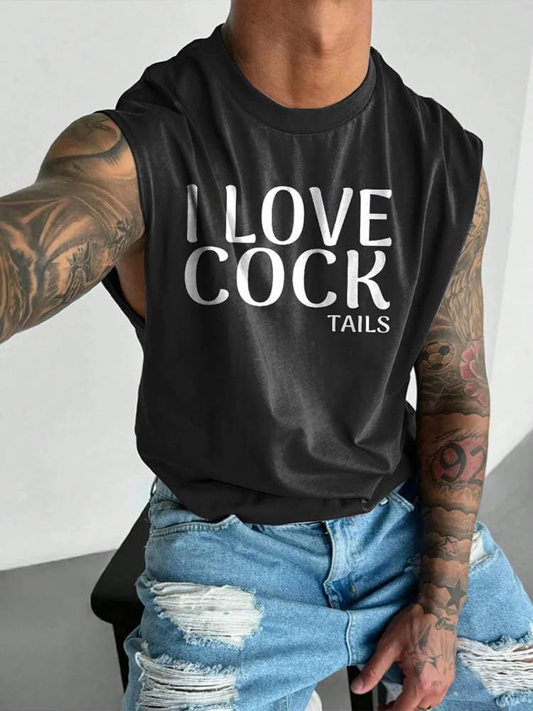 Men's I Love Cocktails Print Wide Shoulder Vest