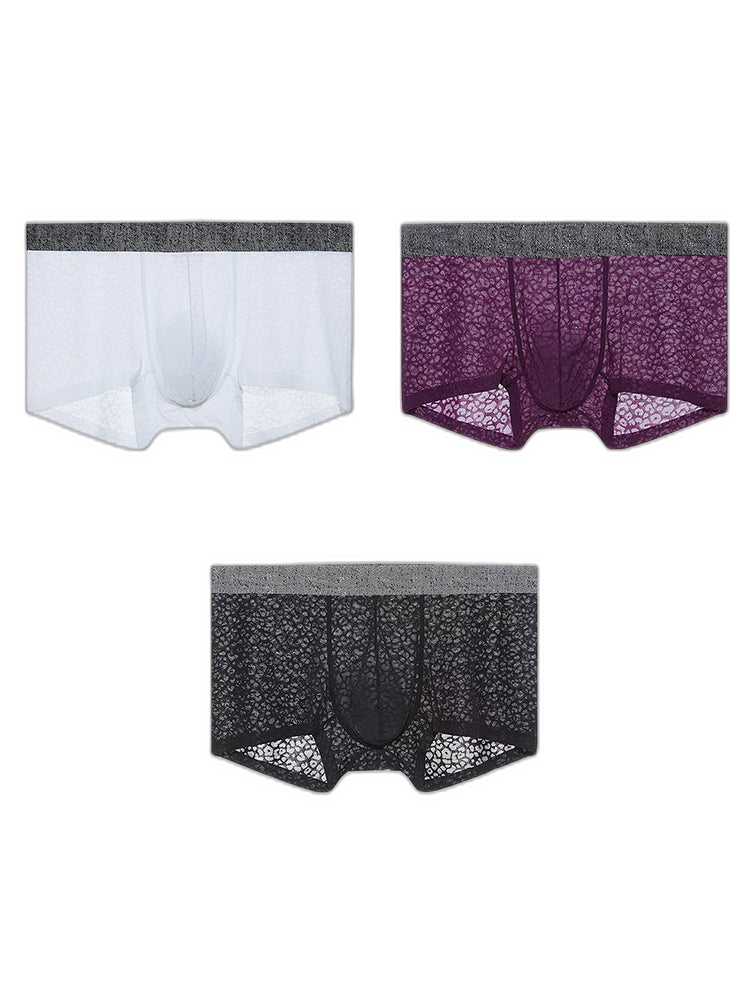3 Pack Men's Lace Breathable Sweat-Wicking Trunks