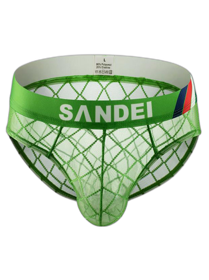3 Pack Men's Low-Rise Lace Sexy Mesh Briefs And Thongs