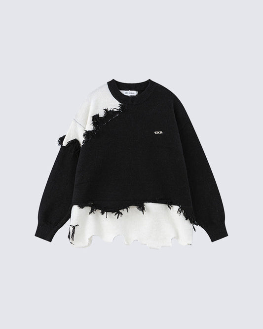 Lazy Irregular Tassel Sweater