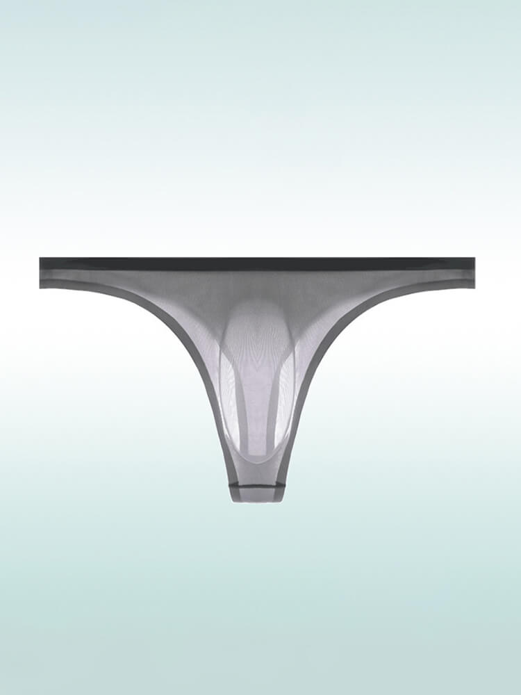 Men's Sexy Sheer U-Bulge Pouch Ice Silk Thong
