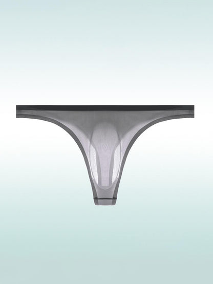 Men's Sexy Sheer U-Bulge Pouch Ice Silk Thong