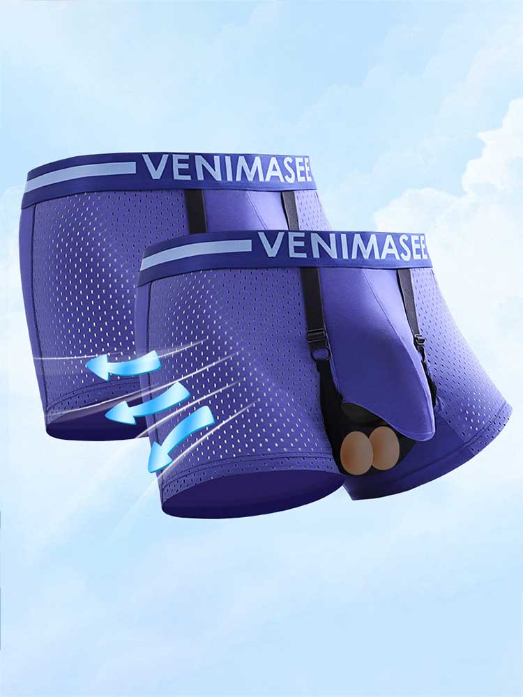 Men's Adjustable Scrotal Support Mesh Boxer Briefs