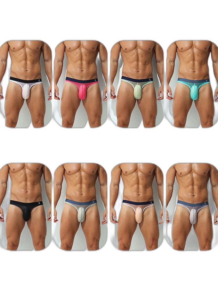 Men's Ultra Thin Ice Silk See-through Briefs