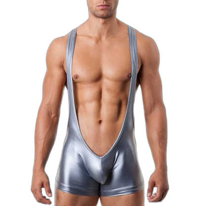 Silver PU Leather Bodysuit