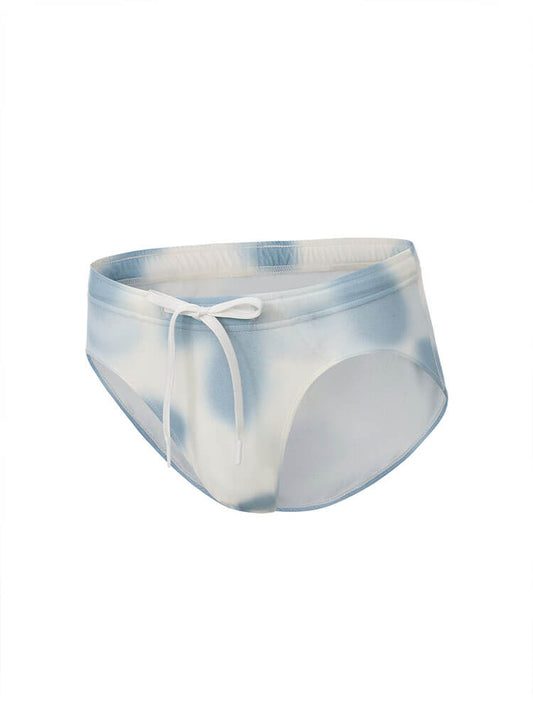 Men's Mottled Print Drawstring Swim Briefs