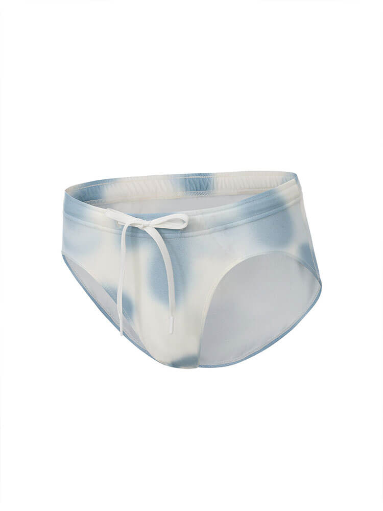 Men's Mottled Print Drawstring Swim Briefs