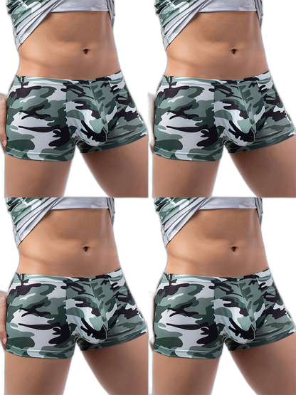4-pack Men's Low-rise U-pouch Camouflage Boxer Briefs
