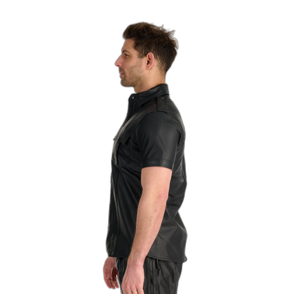 Prowler RED Leather Police Shirt Black