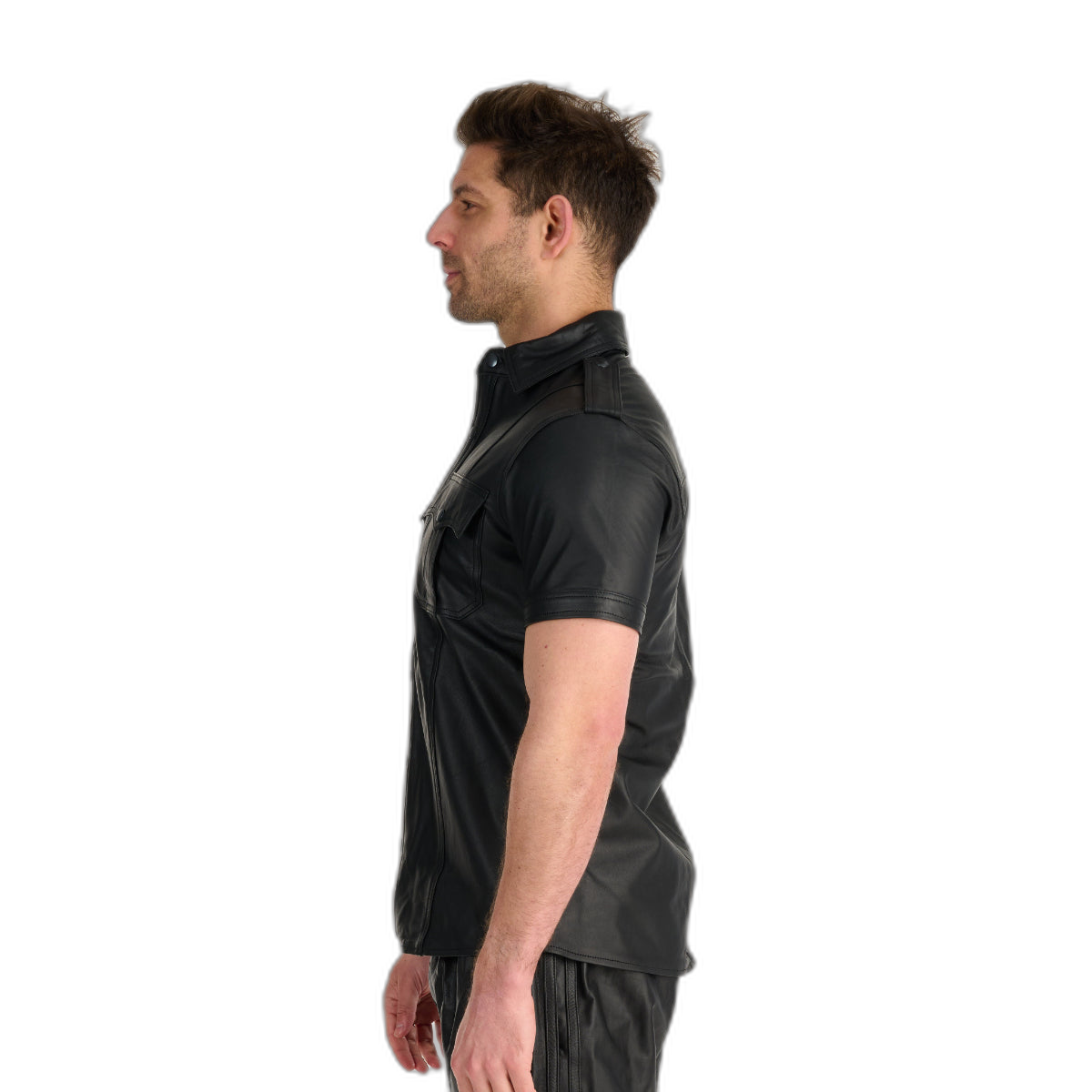 Prowler RED Leather Police Shirt Black