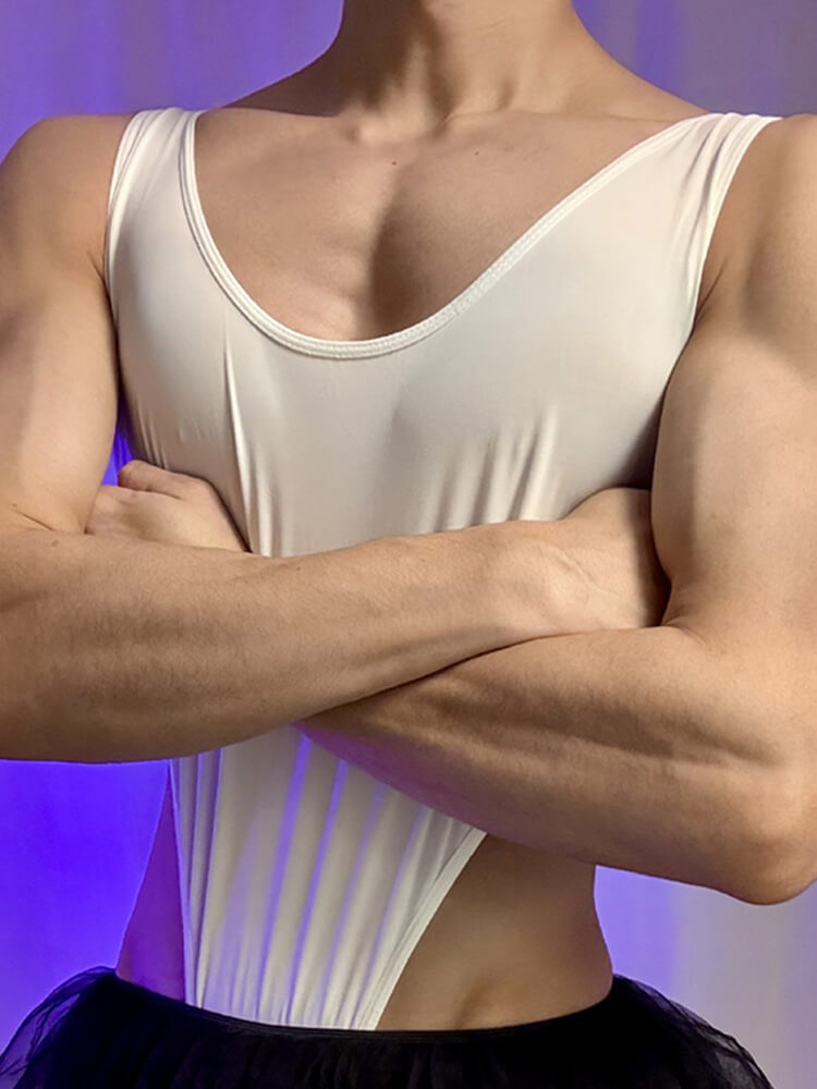 Men's Sexy Sports Fitness Bodysuit Tutu Skirt Set