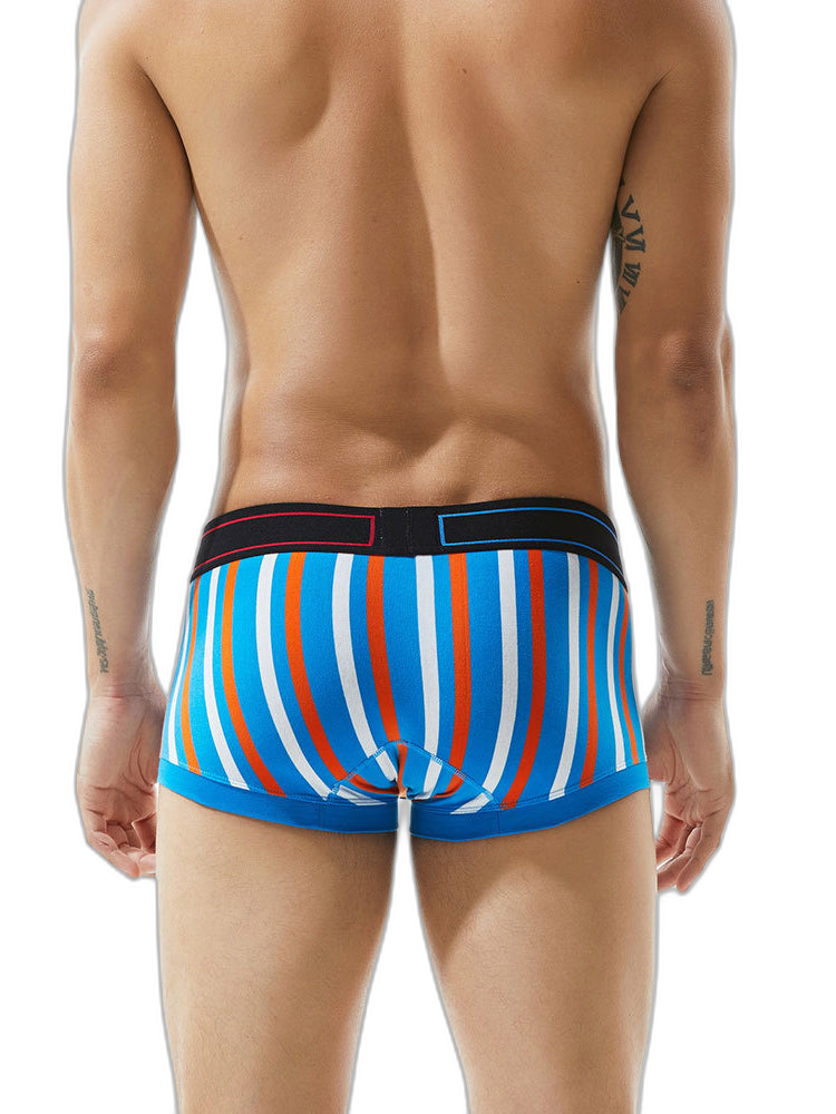 2 Pack Men's Colorful Striped U Convex Pouch Trunks