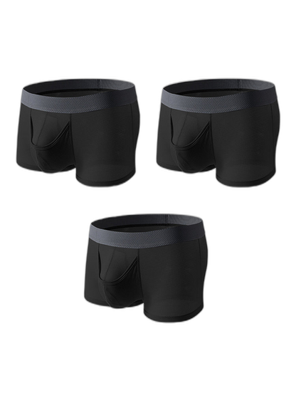 3 Pack Men's Ice Silk Front Split Pouch Breathable Mesh Cooling Comfort Trunks