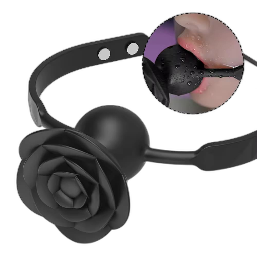 Blazing Rose - Silicone Rose Ball Gag - Vibrating Bondage Toy