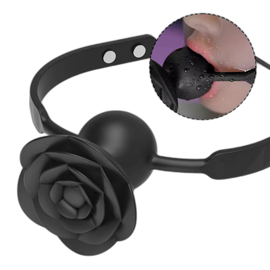 Blazing Rose - Silicone Rose Ball Gag - Vibrating Bondage Toy