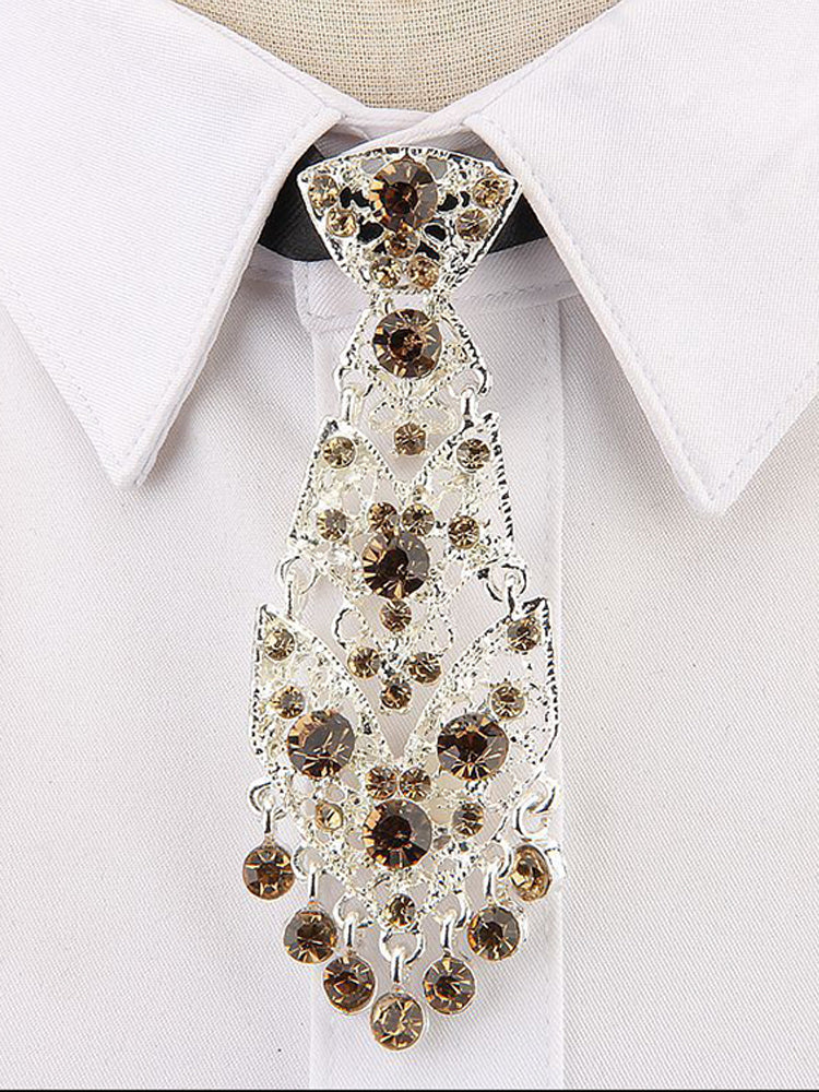 Metallic Diamond Studded Necktie