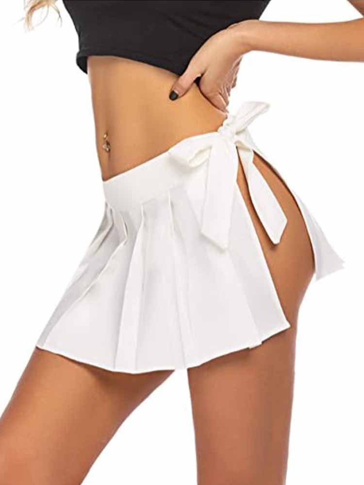 Solid Color Role-playing Pleated Mini Skirt