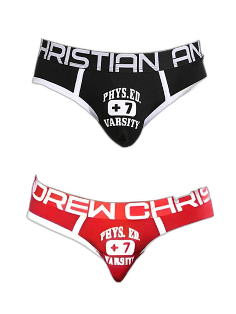 2 Pack Men's Ultra-Soft Printed Low-Rise Sexy Sporty Cut Anti-Chafing Bikini
