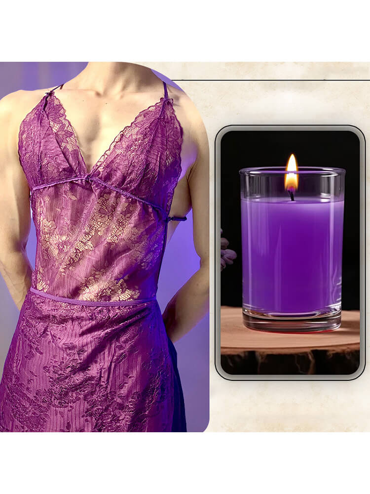 Men's Lace Hollow-Out Camisole Pajama Set