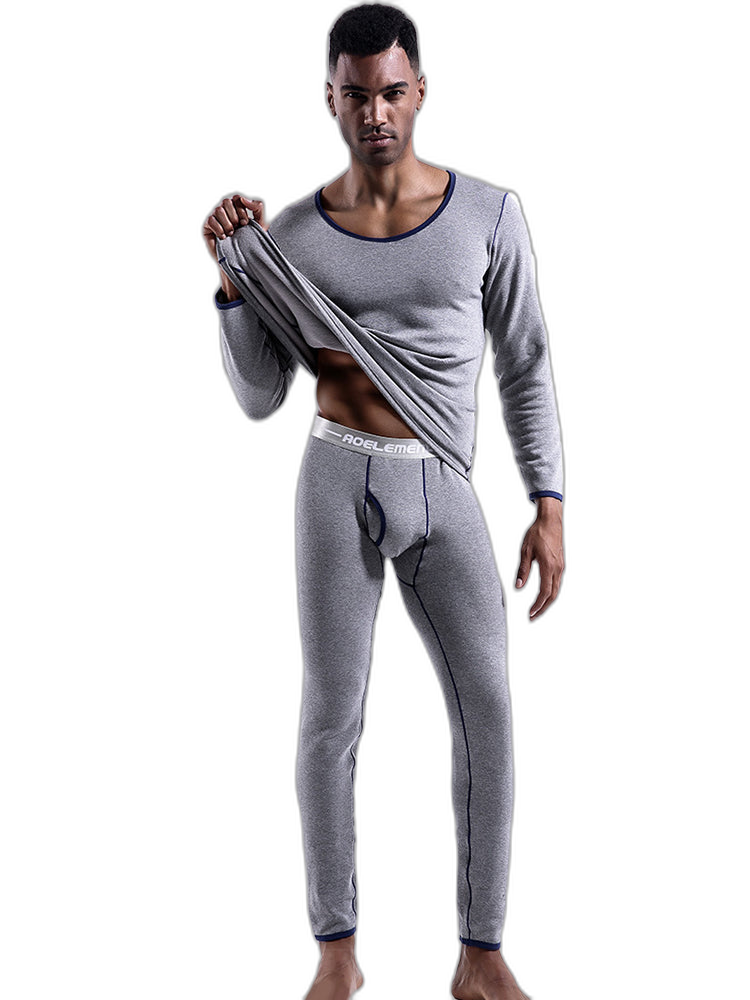 Fleece Lined Men's Thermal Underwear With Support Pouch