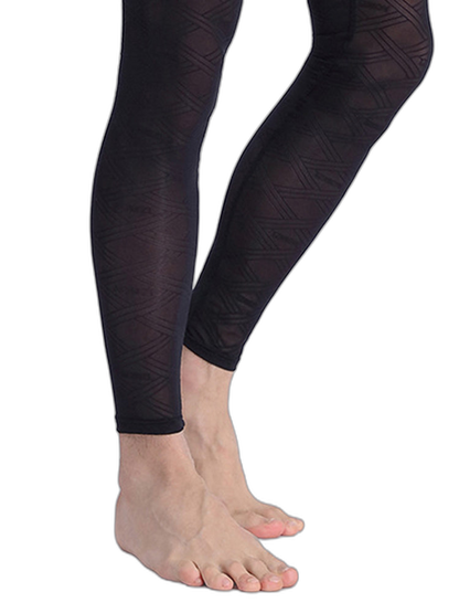 Men's Sexy Transparent Ice Silk Jacquard Seamless Tights Warm Pants
