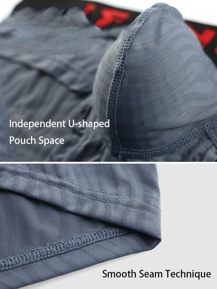 3 Pack Men's Striped U-Pouch Breathable Casual Briefs