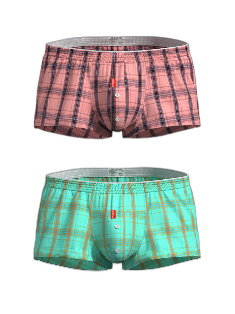 2 Pack Men's Supportive Large Pouch Odor-Resistant Antibacterial Seamless Boxer Shorts