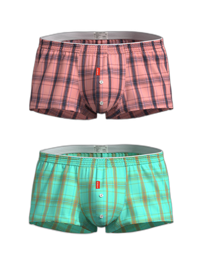 2 Pack Men's Supportive Large Pouch Odor-Resistant Antibacterial Seamless Boxer Shorts