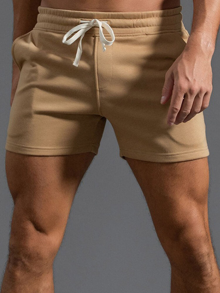 Men's Casual Solid Cotton Gym Shorts