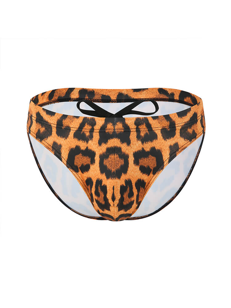 Men's Sexy Elastic Leopard Print Swim Briefs