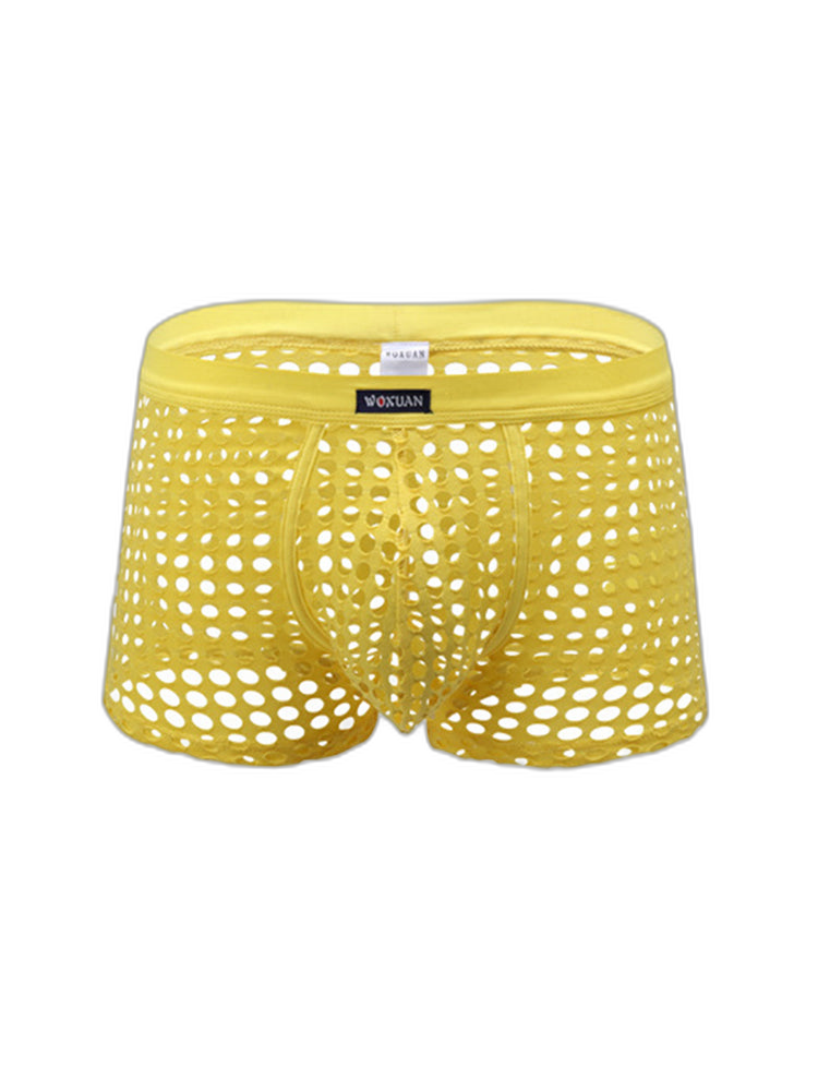 2 Pack Men's Hollow Mesh Sexy Trendy Moisture-Wicking Trunks