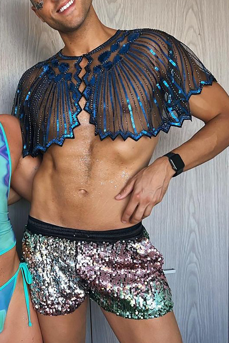 Embroidery Mesh See Through Sequins Patchwork Wraps