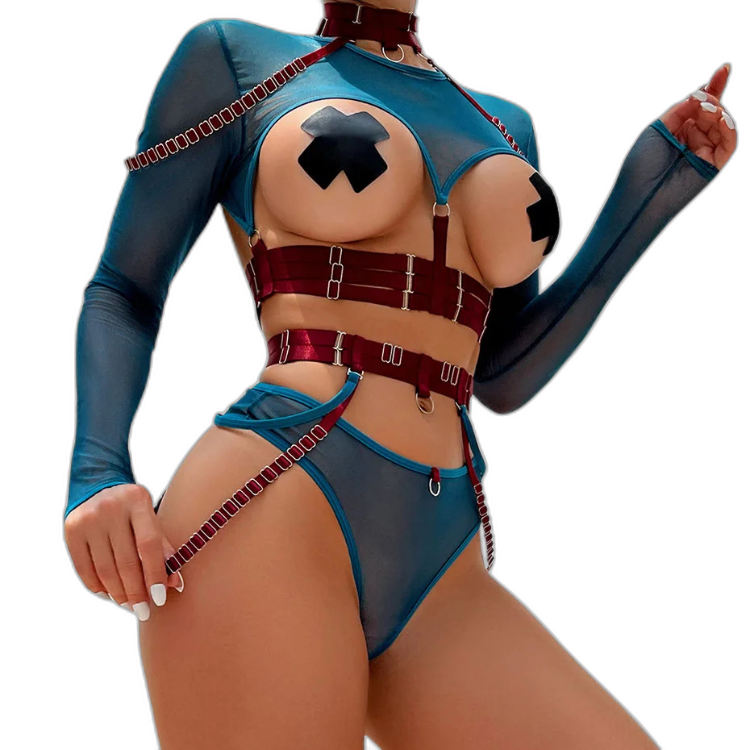 Unsubtle Temptress Bondage Bodysuit Set