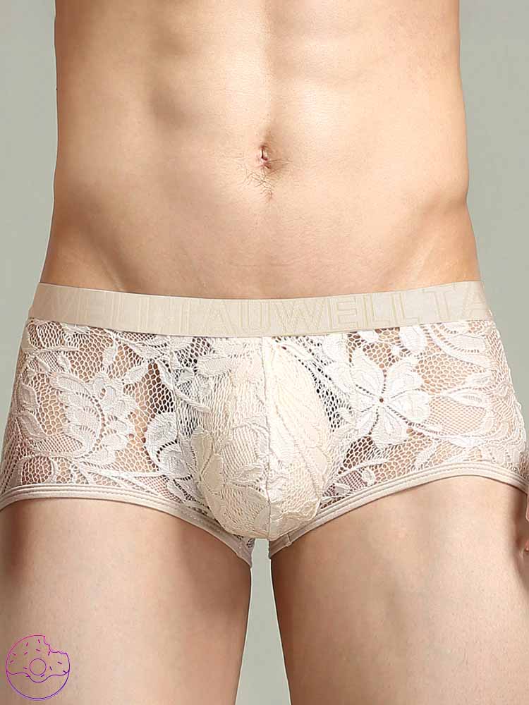 Men's Low Rise Lace Semi-Sheer Trunks