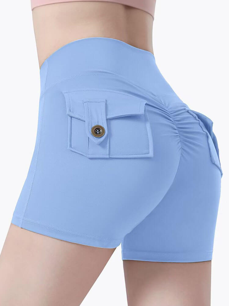 Solid Color High Waist Fitness Slim Yoga Shorts